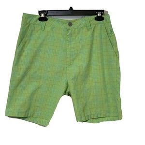 Quicksilver Men's Green Plaid Bermuda Shorts Size 32